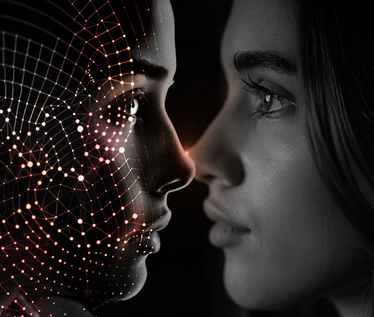 Human and artificial intelligence facing one another